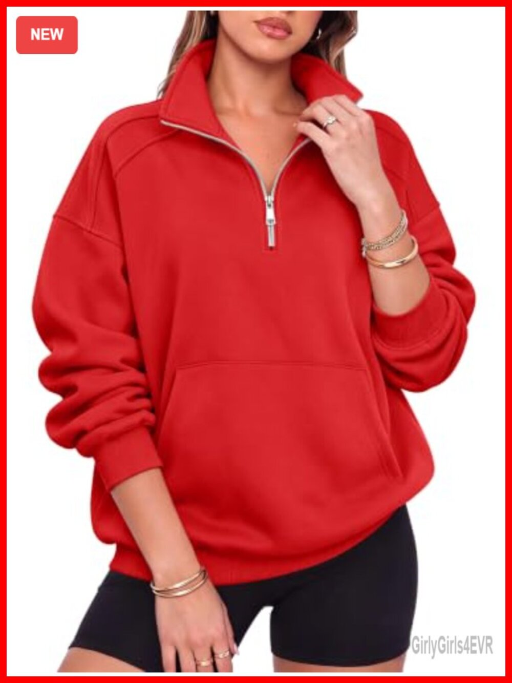 Oversized Half Zip Fleece Sweatshirt Women Drop Shoulder Snap Henley